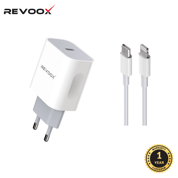 REVOOX Chargeur PD 20W + Câble Type-C vers Lightning (RCH-Q02)